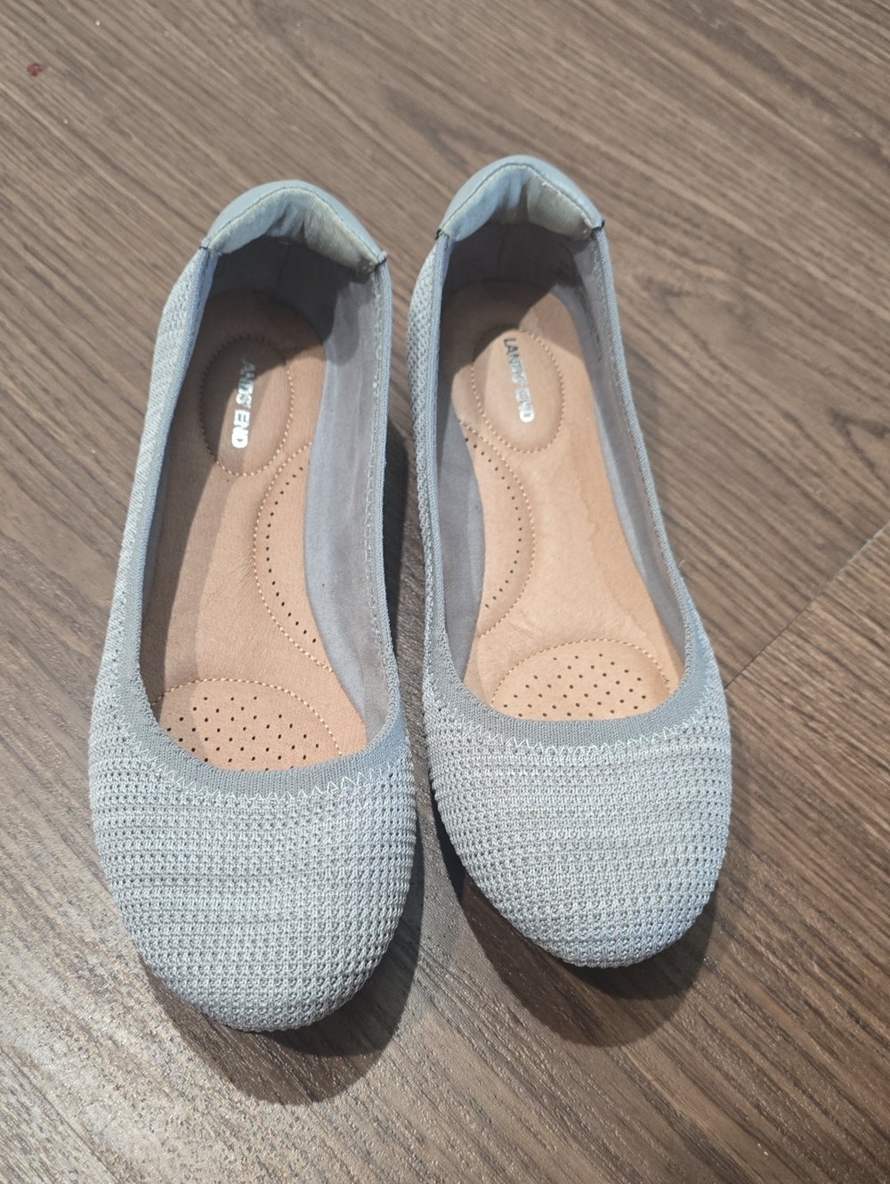 Lands' End Light Gray Knit Ballet Flats